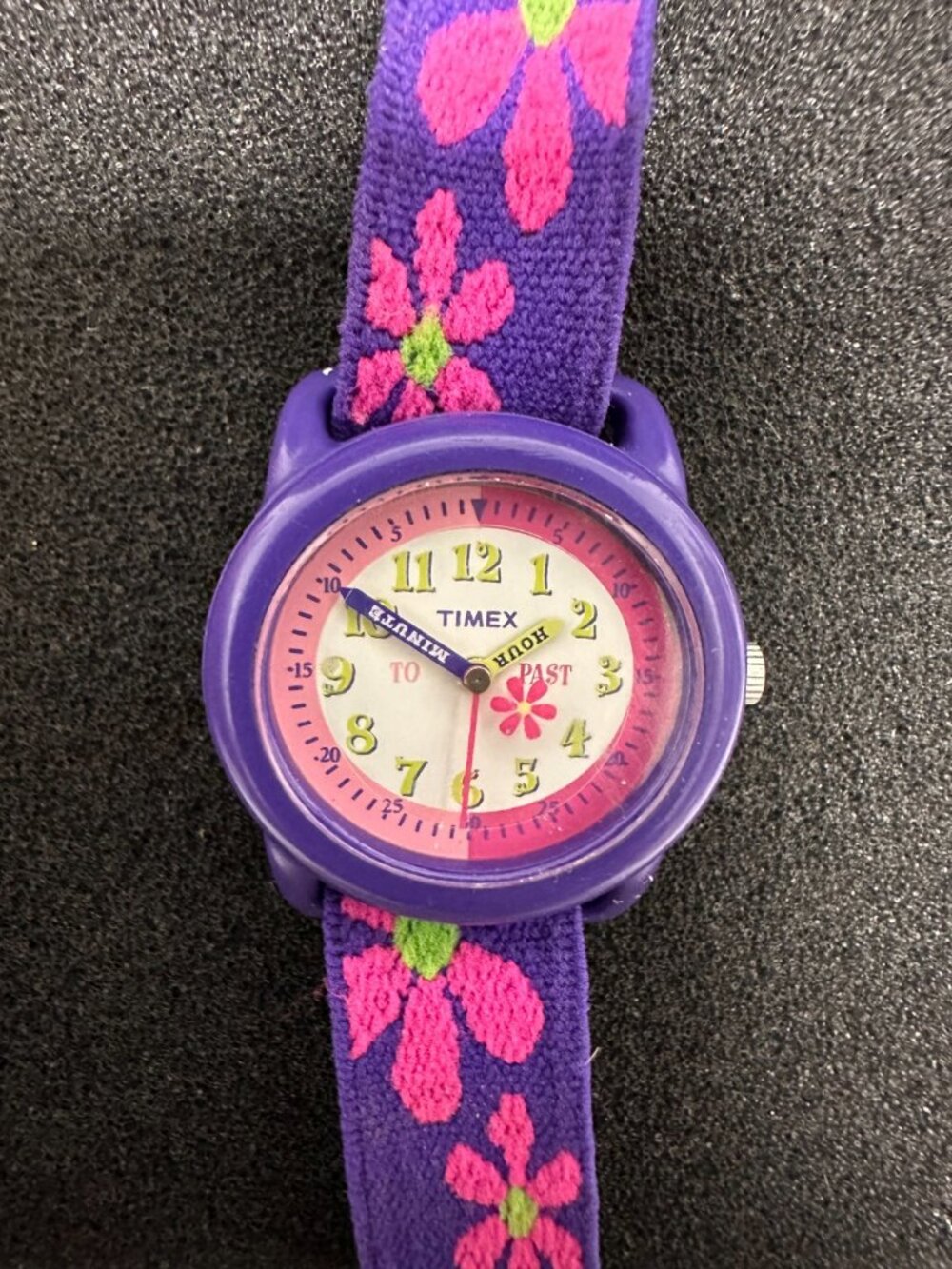 3/$30 Timex Time Machines Watch Girls Purple Pink Flowers Elastic Band